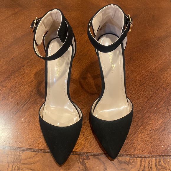 Black Suede Mary Jane Heels - Picture 2 of 7